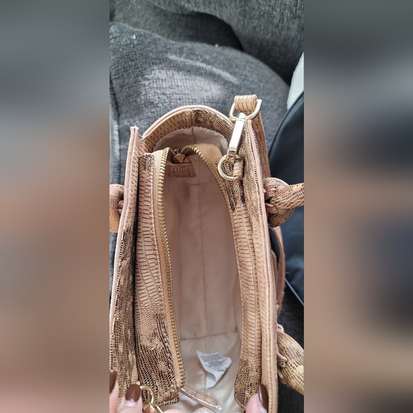 Bebe Faux Beige  Snakeskin Mini Tote - Picture 3 of 6